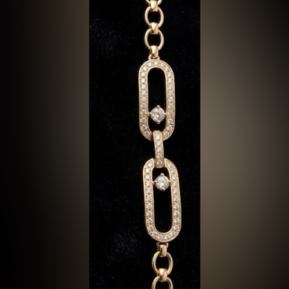 New Stunning 18k Gold Over Brass CZ Move Link Bracelet ✨